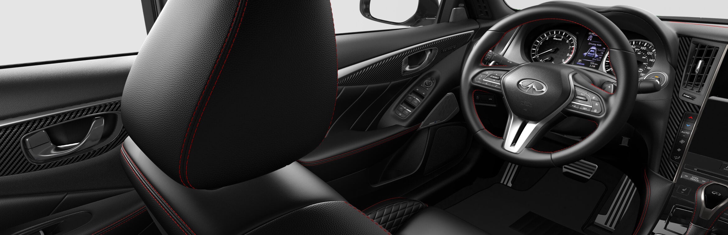 Graphite With Red Stitching Q50