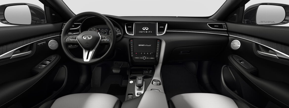 INFINITI QX55 Stone Semi-Aniline Leather-Appointed Interior With Black Natural Maple Wood Open Pore Trim