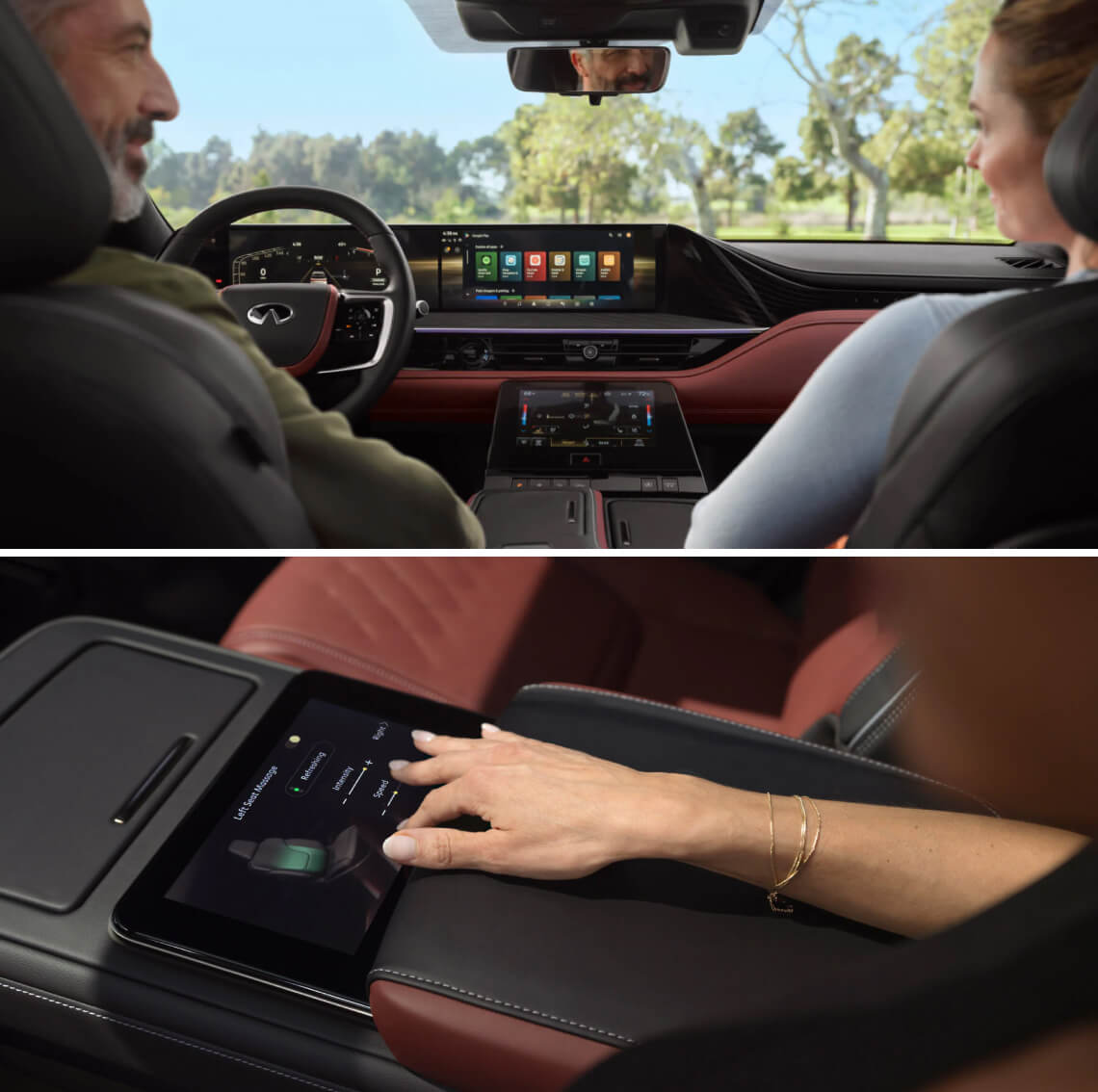 Couple looking at each other from the driver and passenger seat